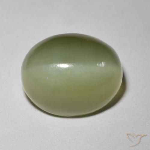 5.80ct Naturale Verde terroso Occhio di gatto actinolite, Ovale, Traslucido
