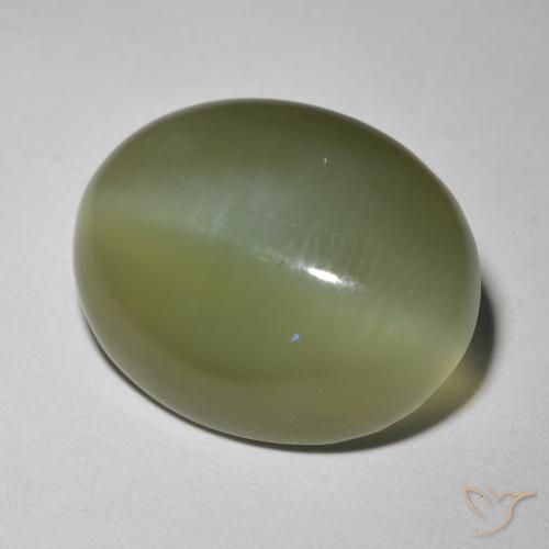 8.12ct Naturale Verde scuro Occhio di gatto actinolite, Ovale, Traslucido