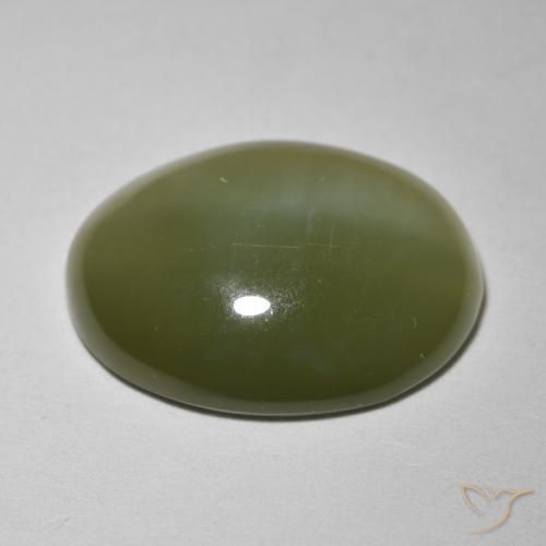 Occhio di gatto actinolite Verde scuro naturale da 8.12 ct, Ovale, Traslucido