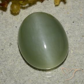 Occhio di gatto actinolite Verde caldo naturale da 6.83 ct, Ovale, Traslucido