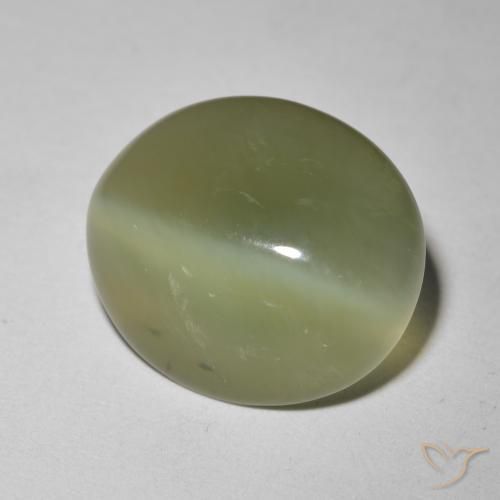 Occhio di gatto actinolite Army Green naturale da 6.09 ct, Ovale, Traslucido
