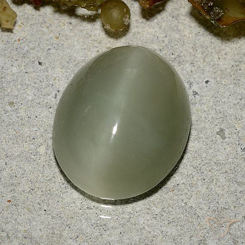 5.33ct Naturale Verde marroncino Occhio di gatto actinolite, Ovale, Traslucido