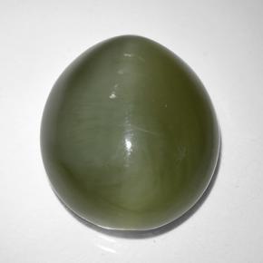 Actinolite cat's eye naturale verde da 9,44 ct, taglio ovale, traslucido