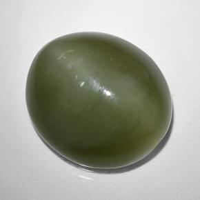 Actinolite cat's eye naturale verde da 9,44 ct, taglio ovale, traslucido
