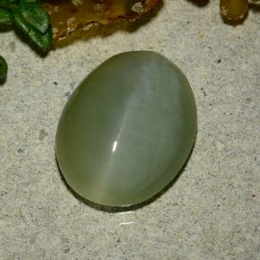 Actinolite cat's eye naturale verde da 4,86 ct, taglio ovale, traslucido