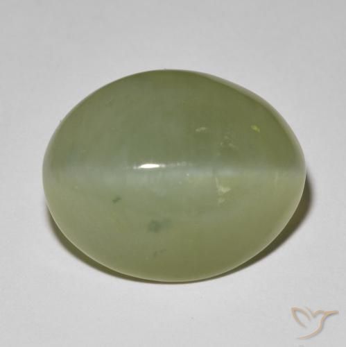11.42ct Naturale Verde grigiastro Occhio di gatto actinolite, Ovale, Traslucido