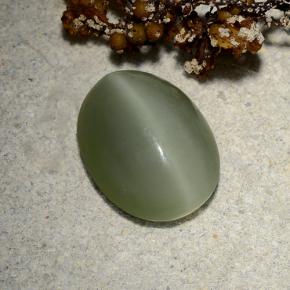 Actinolite cat's eye naturale verde da 4,81 ct, taglio ovale, traslucido