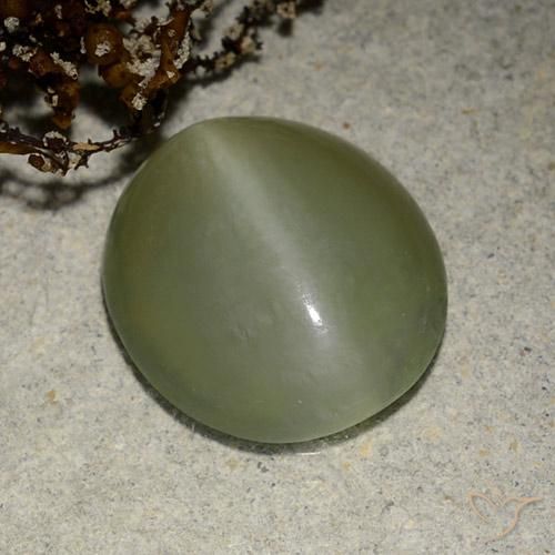 5.41ct Naturale Verde medio Occhio di gatto actinolite, Ovale, Traslucido