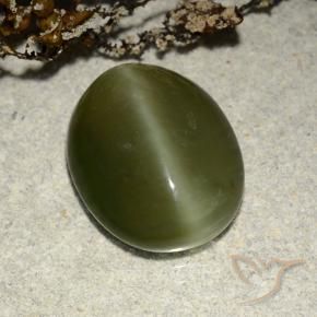 Occhio di gatto actinolite Verde scuro naturale da 5.83 ct, Ovale, Traslucido