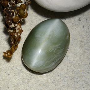 Actinolite cat's eye naturale verde da 4,96 ct, taglio ovale, traslucido
