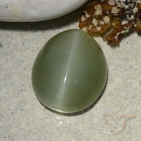 Occhio di gatto actinolite Verde terroso naturale da 5.93 ct, Ovale, Traslucido