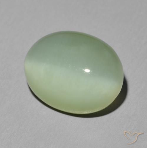 Occhio di gatto actinolite Giallo chiaro Verde naturale da 6.08 ct, Taglio ovale, Traslucido