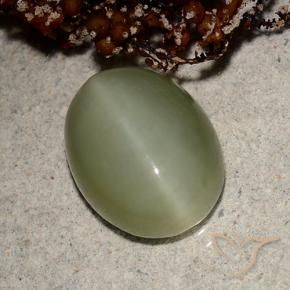 Occhio di gatto actinolite Verde terroso naturale da 5.66 ct, Ovale, Traslucido