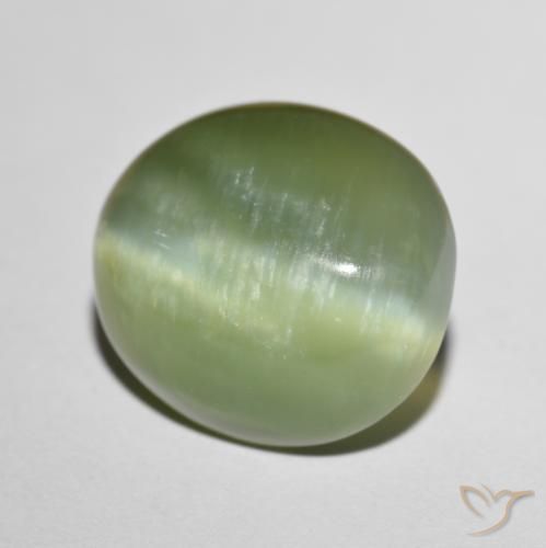 Occhio di gatto actinolite Verde Terra Pallido naturale da 8.75 ct, Ovale, Traslucido
