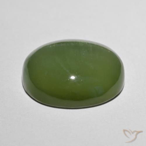 Occhio di gatto actinolite Verde Terra Pallido naturale da 8.75 ct, Ovale, Traslucido