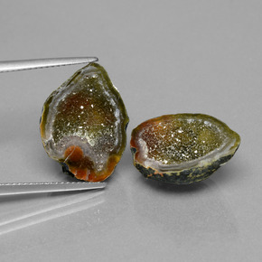 Gemme di geodi di agata multicolore naturale da  ct, forma fantasia, opaco