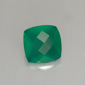 Agata Verde naturale da 1.29 ct, Taglio a cuscino, Traslucido