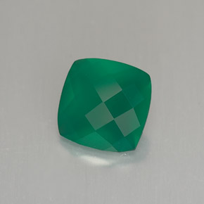 Agata Verde naturale da 1.29 ct, Taglio a cuscino, Traslucido
