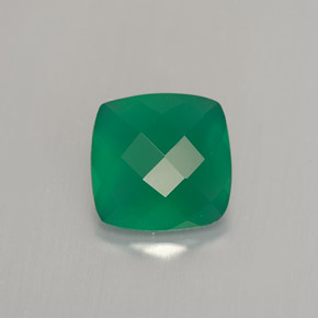 Agata Verde naturale da 1.22 ct, Taglio a cuscino, Traslucido