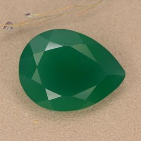 Agata verde medio naturale da 6,48 ct, taglio a pera, traslucido