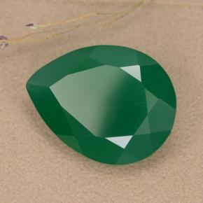 Agata verde medio naturale da 6,48 ct, taglio a pera, traslucido