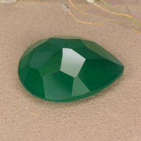 Agata verde medio naturale da 6,48 ct, taglio a pera, traslucido