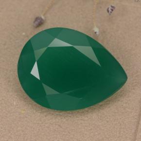 Agata naturale verde da 5,93 ct, taglio a pera, traslucido