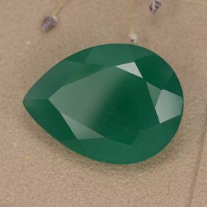 Agata naturale verde da 5,93 ct, taglio a pera, traslucido
