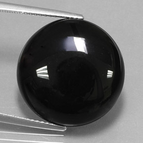 Agata naturale nero da 18,29 ct, taglio rotondo, opaco