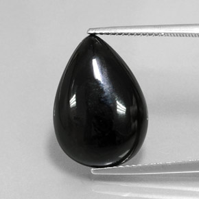 Agata naturale nero da 11,73 ct, taglio a pera, opaco