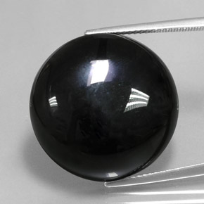 Agata naturale nero da 36,81 ct, taglio rotondo, opaco