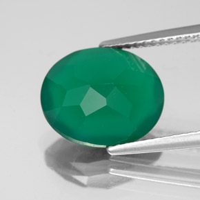 Agata naturale verde da 4,23 ct, trasparente, trasparente/traslucido