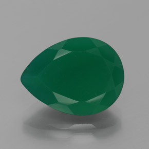 Agata Verde medio intenso naturale da 7.47 ct, Forma a pera, Traslucido