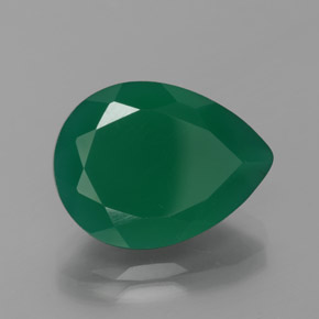Agata Verde medio intenso naturale da 7.47 ct, Forma a pera, Traslucido