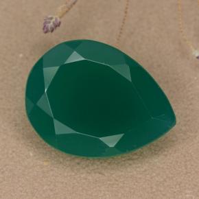 Agata naturale verde da 7,18 ct, taglio a pera, traslucido