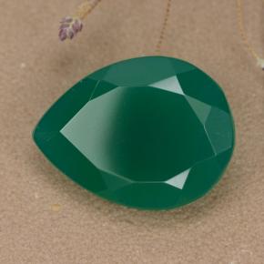 Agata naturale verde da 7,18 ct, taglio a pera, traslucido