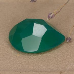 Agata naturale verde da 7,18 ct, taglio a pera, traslucido