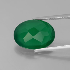 Agata Verde naturale da 7.27 ct, Taglio ovale, Traslucido