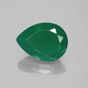 Agata naturale verde da 7,71 ct, taglio a pera, traslucido