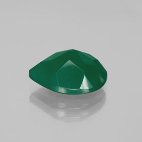 Agata naturale verde da 7,71 ct, taglio a pera, traslucido