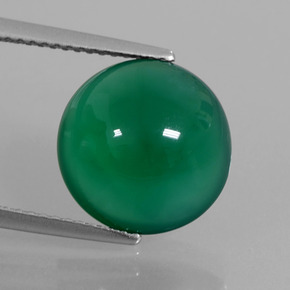 Agata naturale verde da 6,11 ct, taglio rotondo, traslucido