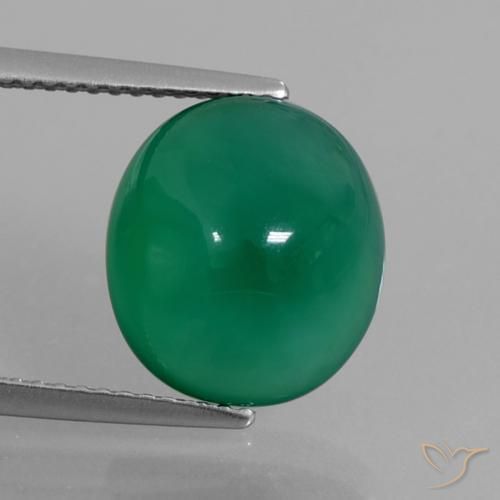 5.87ct Naturale Verde foresta Agata, Ovale, Traslucido