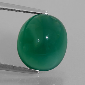 Agata naturale verde da 5,78 ct, taglio ovale, traslucido