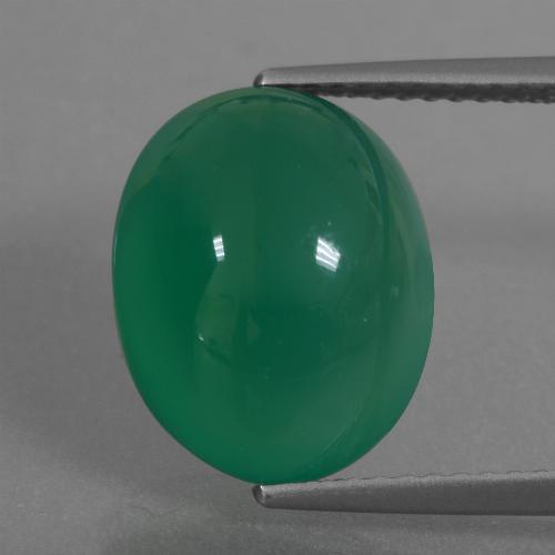 Agata Verde caldo naturale da 6.79 ct, Taglio ovale, Traslucido