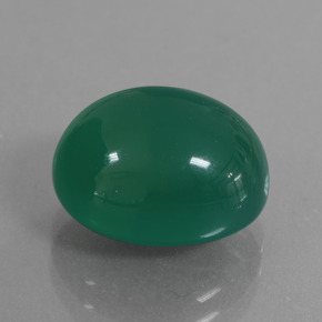 Agata Verde medio intenso naturale da 7.65 ct, Taglio ovale, Traslucido