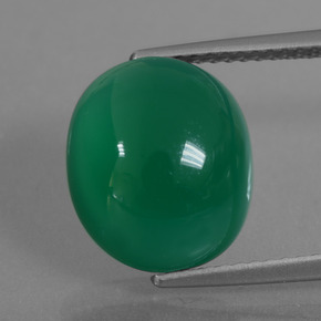 Agata naturale verde da 6,52 ct, taglio ovale, traslucido