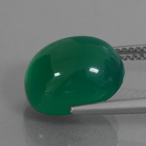 Agata naturale verde da 6,52 ct, taglio ovale, traslucido