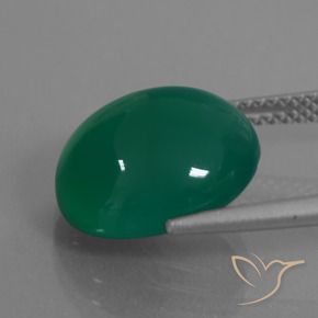 Agata Verde foresta naturale da 7.24 ct, Ovale, Traslucido