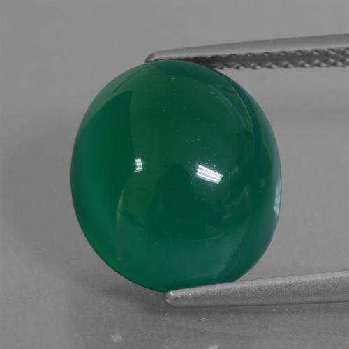 Agata Verde scuro medio naturale da 7.86 ct, Taglio ovale, Traslucido