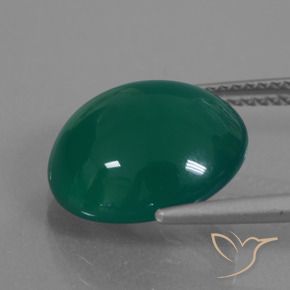 Agata Verde scuro medio naturale da 7.06 ct, Ovale, Traslucido